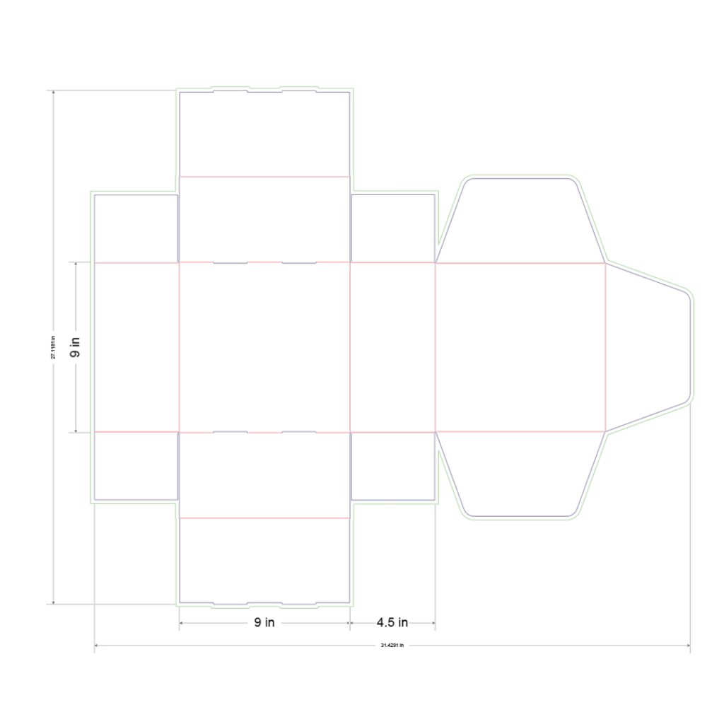 9x9x4.5 in Mailer Box Template