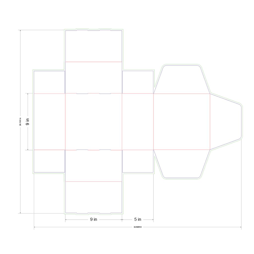 9x9x5 in Mailer Box Template