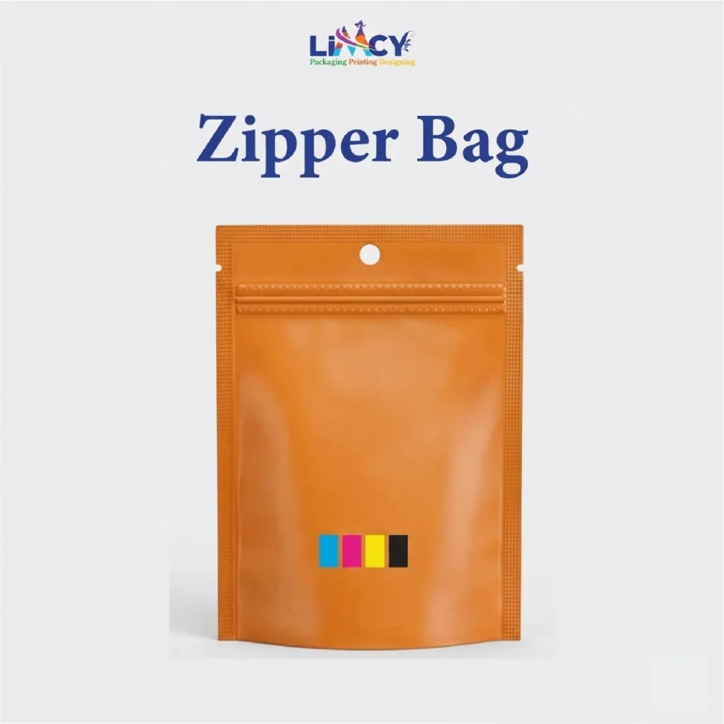 Custom Printed Zipper Bag for Food Packaging with Resealable Closure.