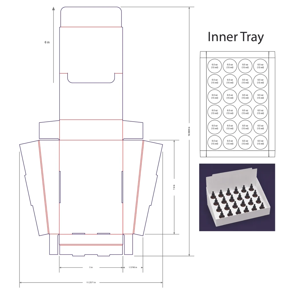 15ml Bottle Counter Display Box Template - 0.5 oz, 24 Boston Bottles
