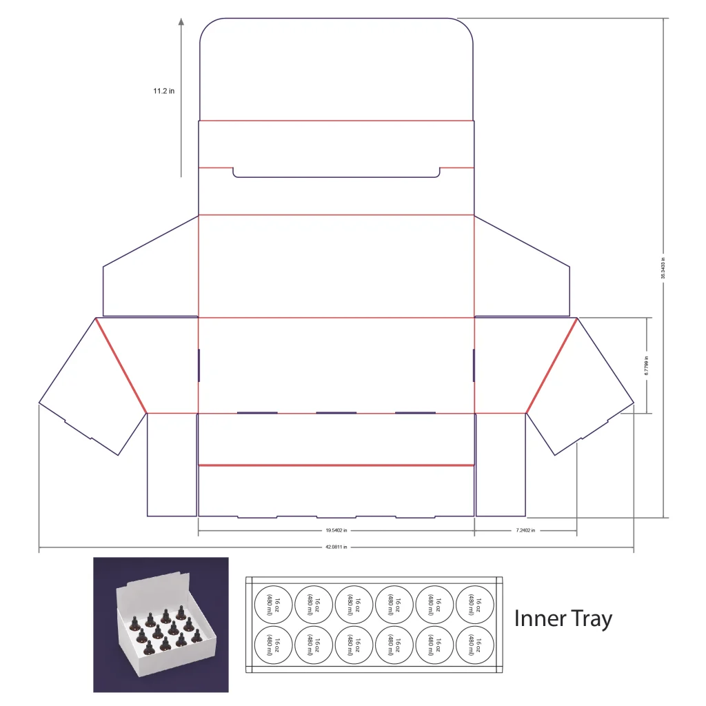 480ml Bottle Counter Display Box Template - 16 oz, 12 Boston Bottles