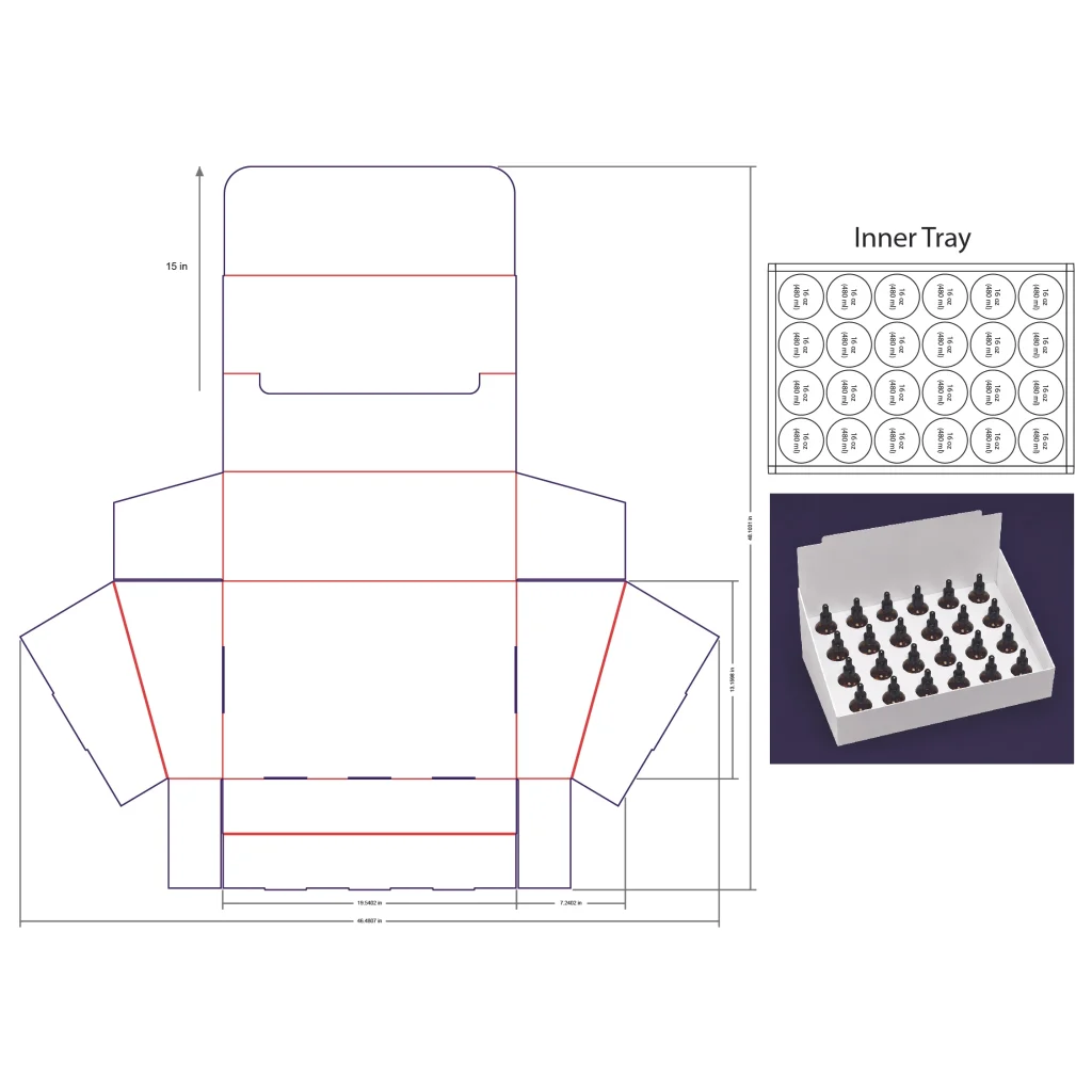 480ml Bottle Counter Display Box Template - 16 oz, 24 Boston Bottles
