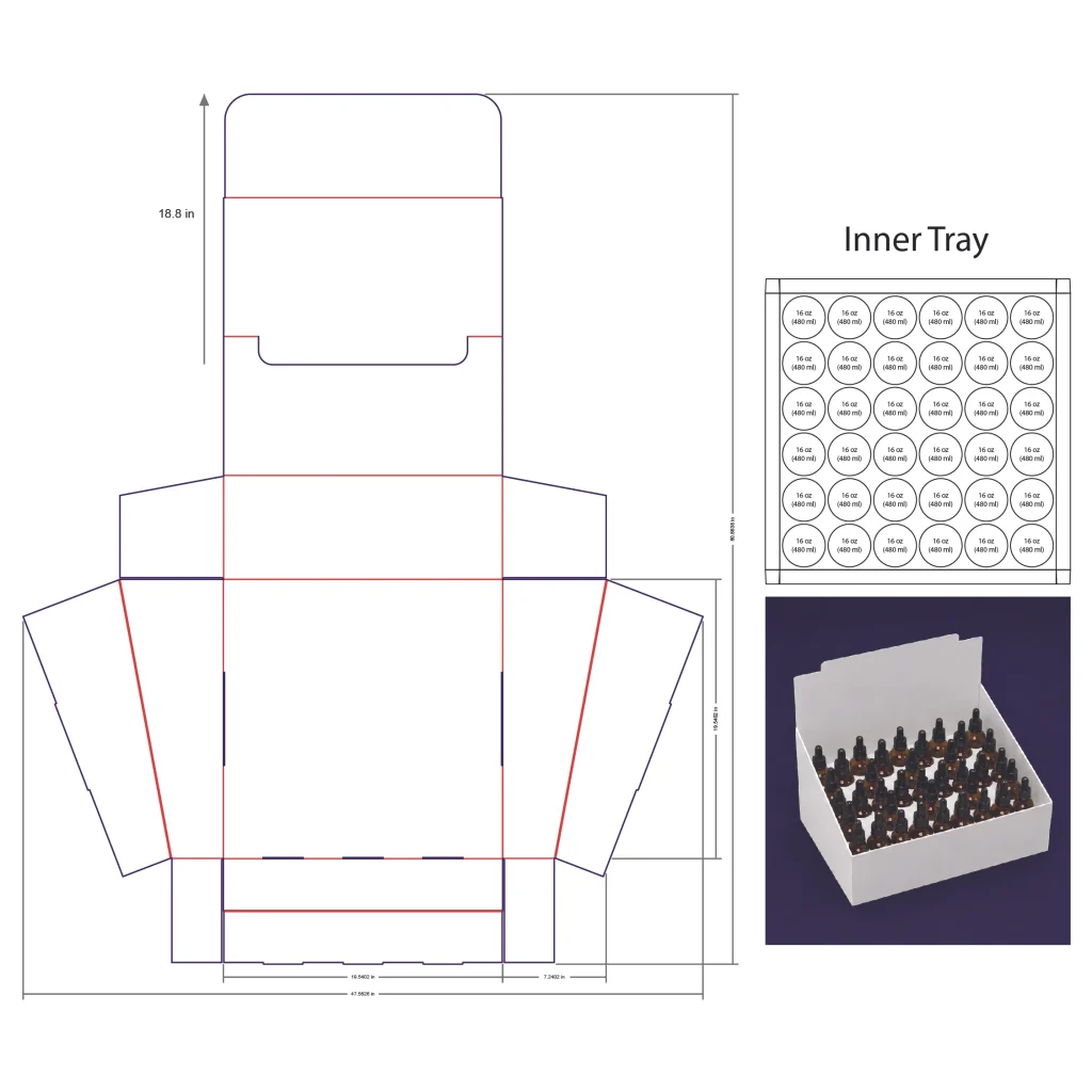 480ml Bottle Counter Display Box Template - 16 oz, 36 Boston Bottles