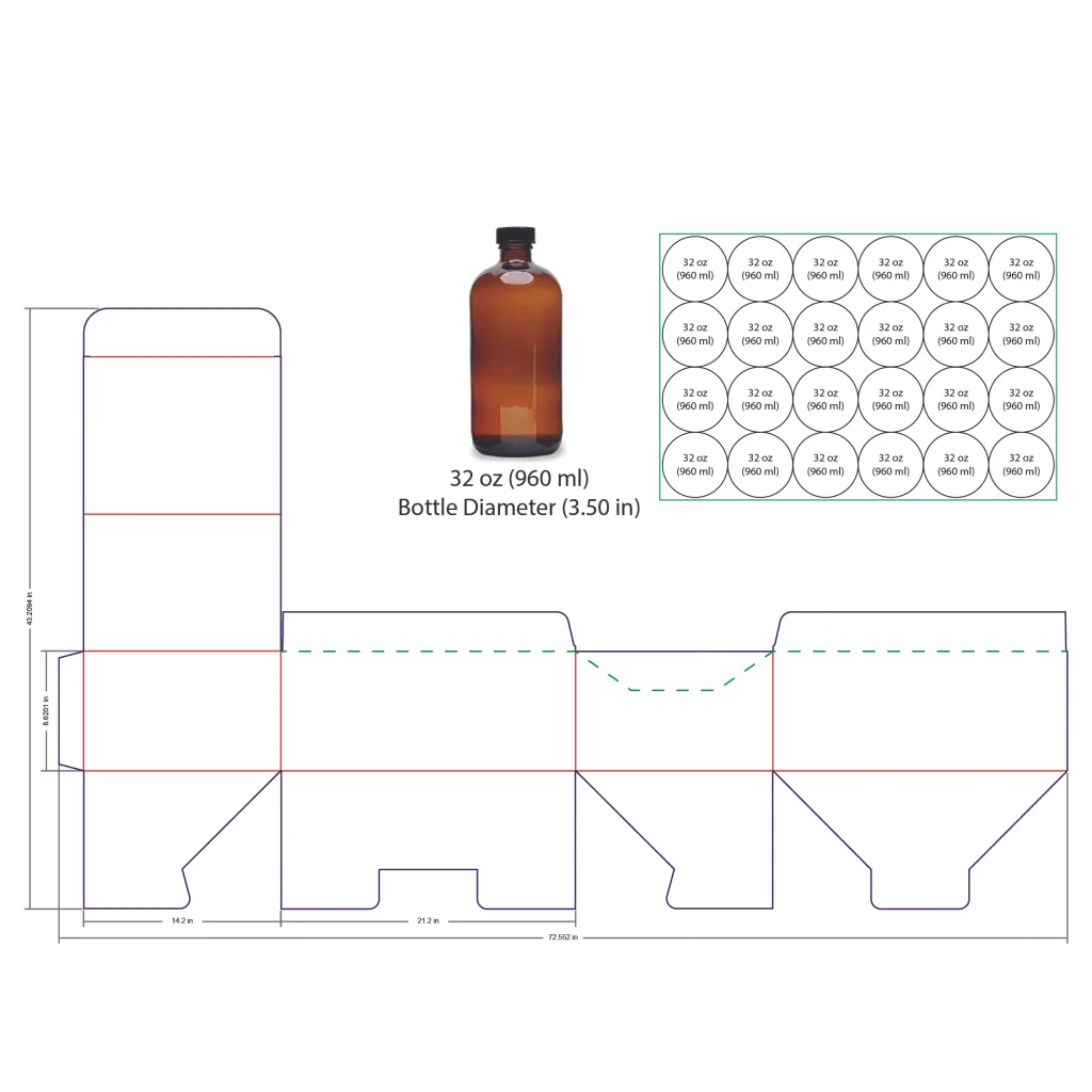 960ml Bottle Shelf Ready Display Box Template - 32 oz, 24 Boston Bottles