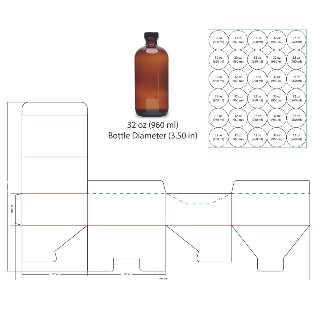 960ml Bottle Shelf Ready Display Box Template - 32 oz, 30 Boston Bottles