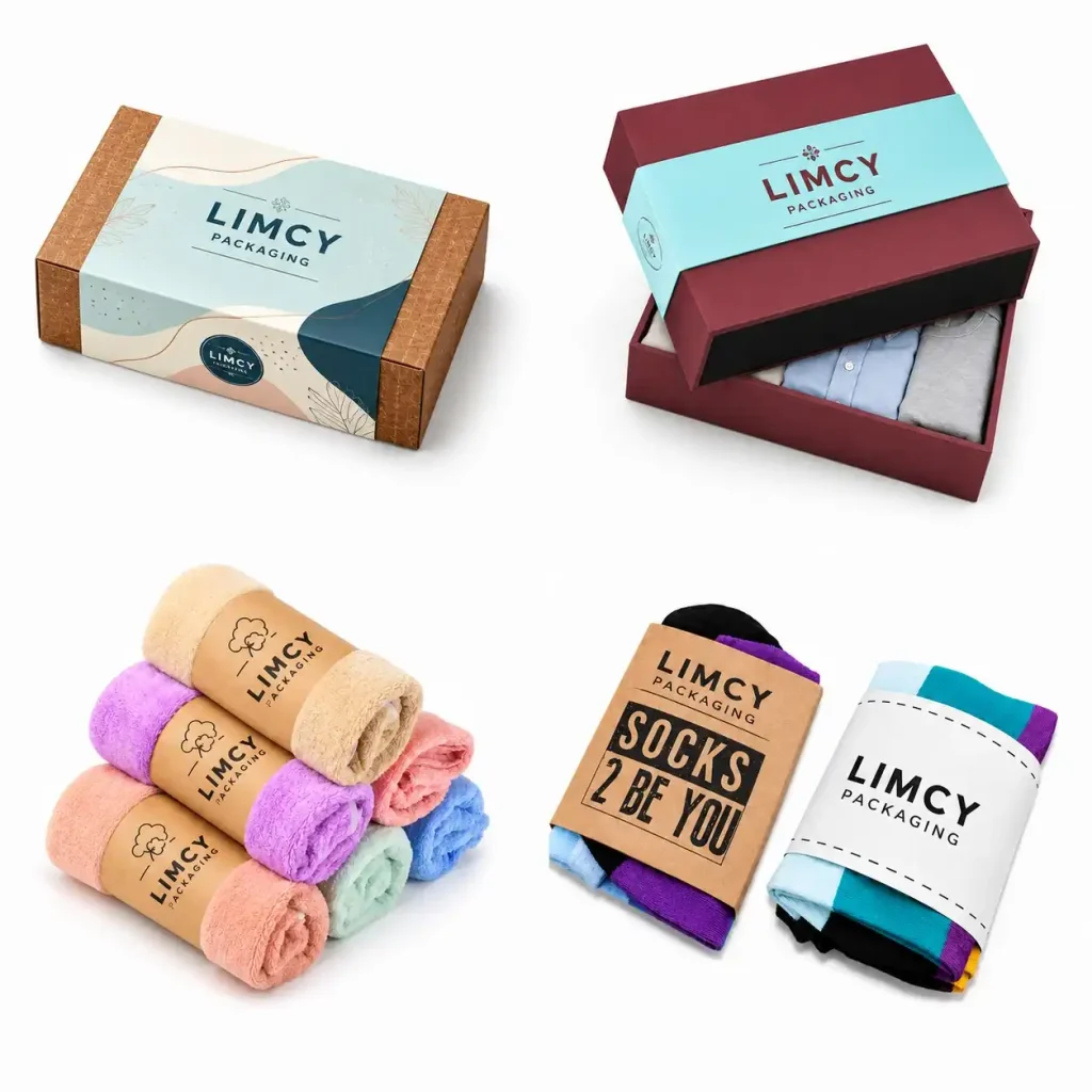 Belly Band Dimensions for apparel packaging featuring clothing, towel, and sock belly bands