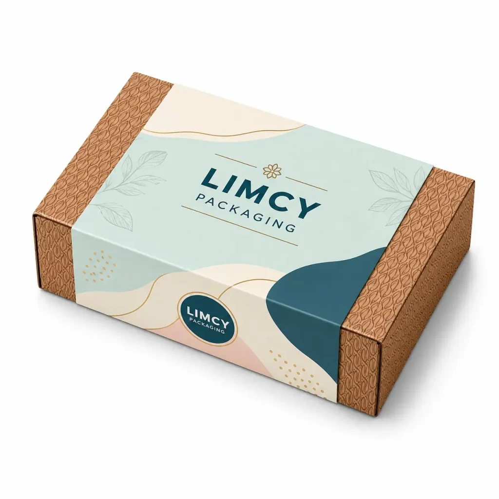 Custom belly band packaging wrapped around an apparel mailer box