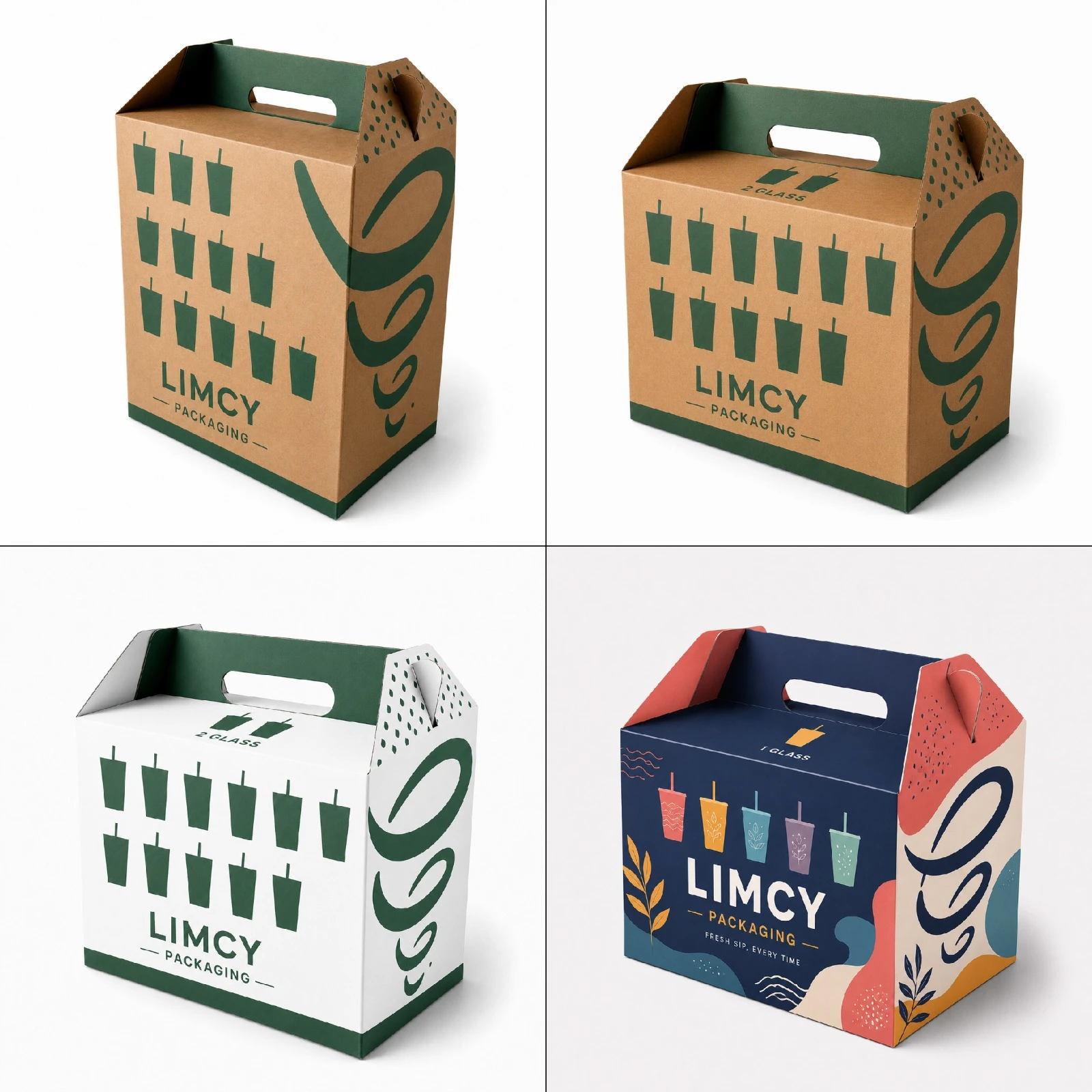 Custom Corrugated Takeout Boxes with Handle