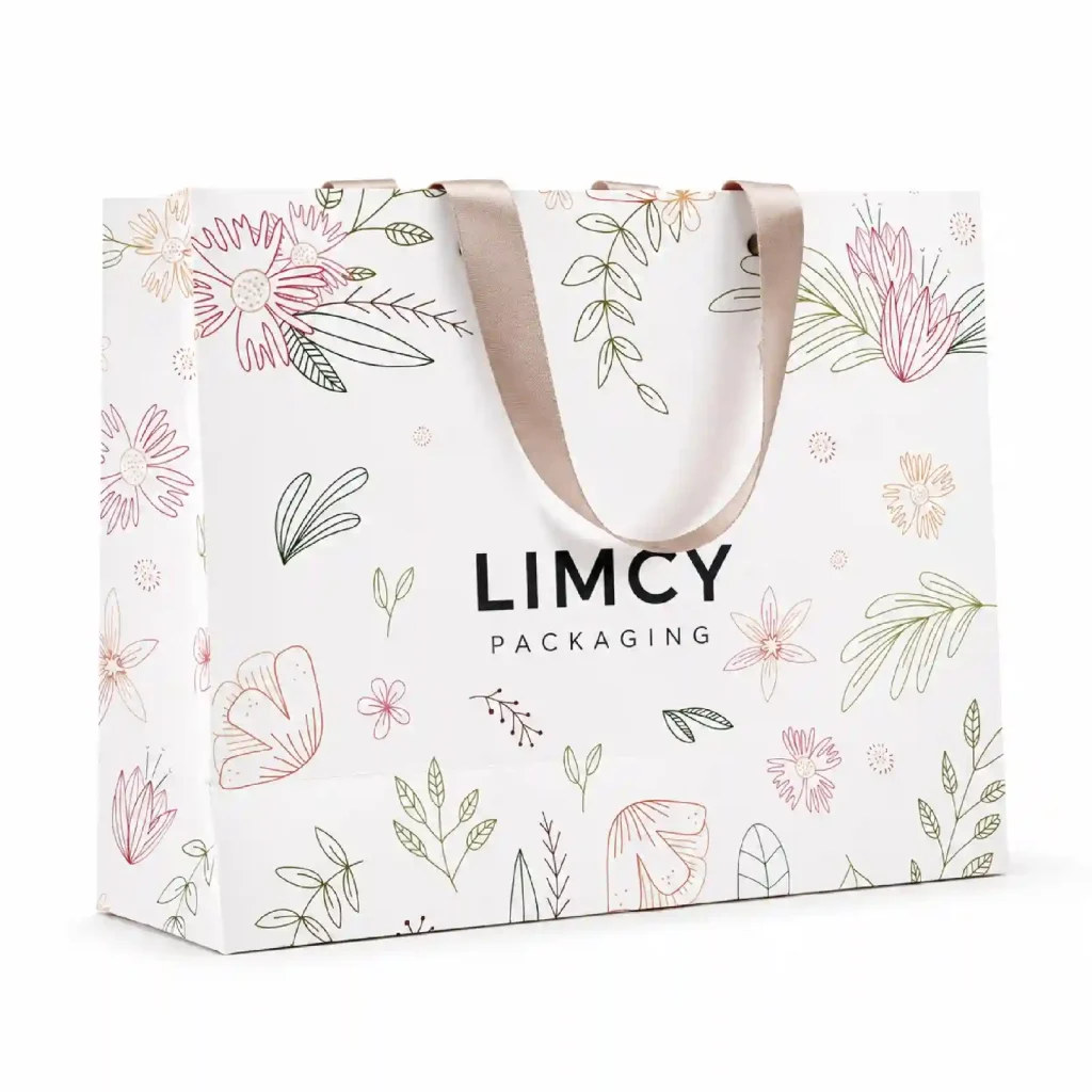 Custom printed apparel bag with handles for premium retail packaging.