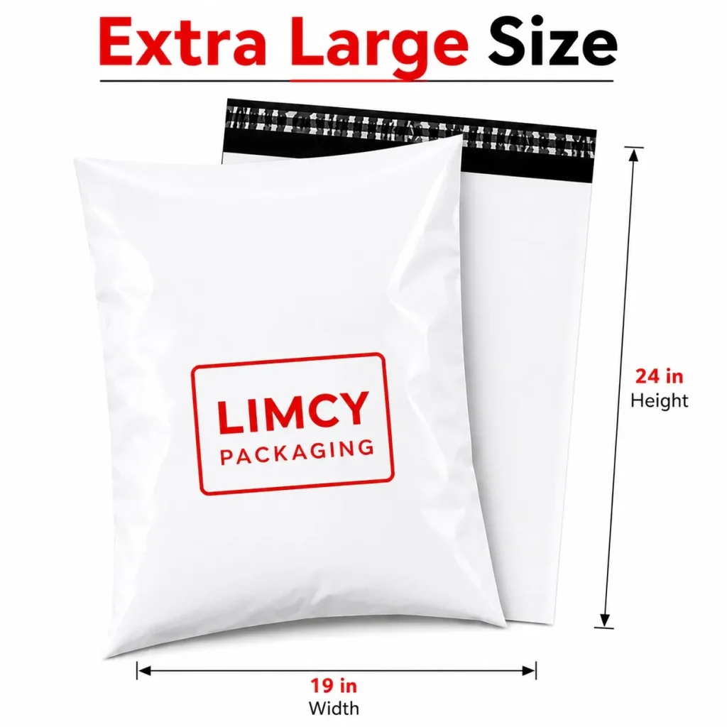 Extra large 19 × 24 inch poly mailer bag for blankets, home textiles, and bulky orders.