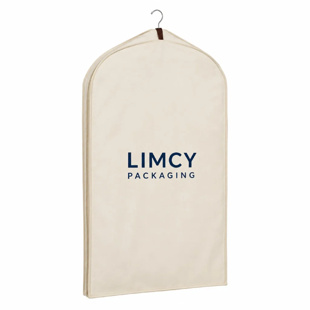 Custom wholesale garment bag for protecting suits, dresses, and apparel during storage and shipping.