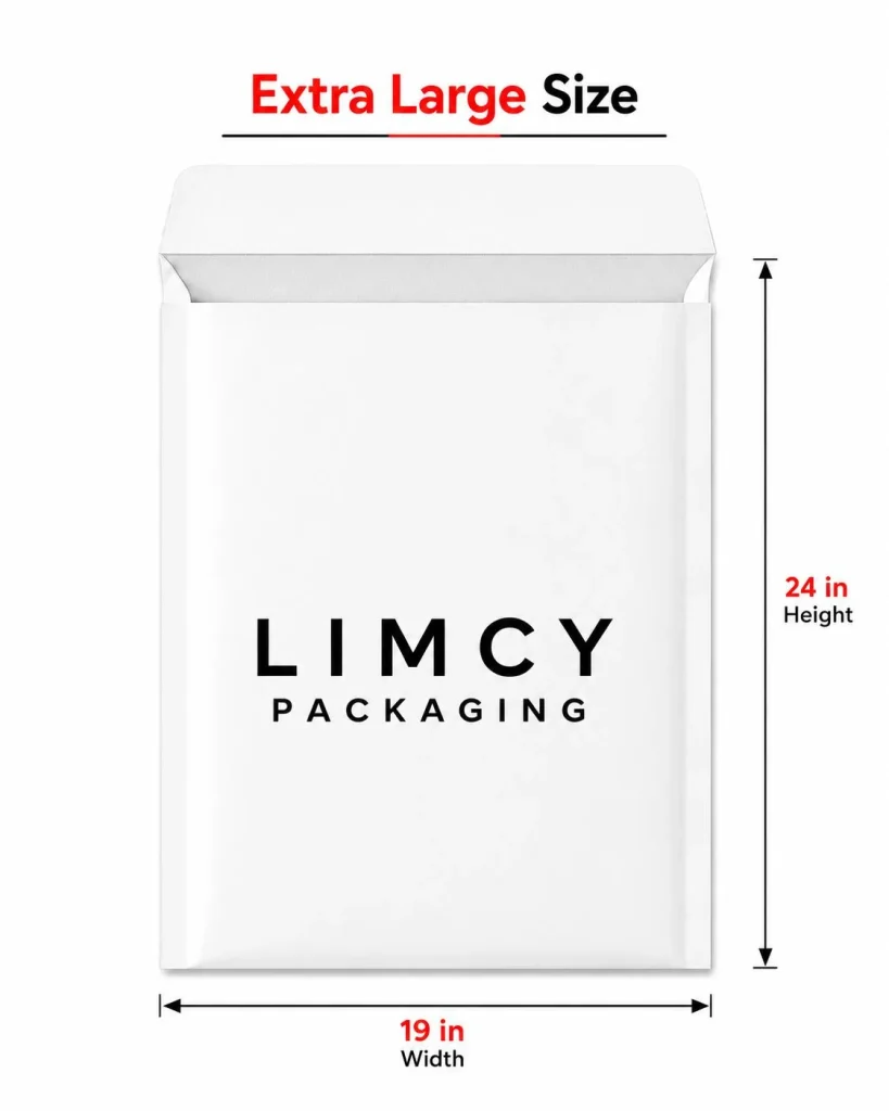 Extra large bag measuring 19 x 24 inches for shipping jackets, bulk apparel orders, and oversized garments.