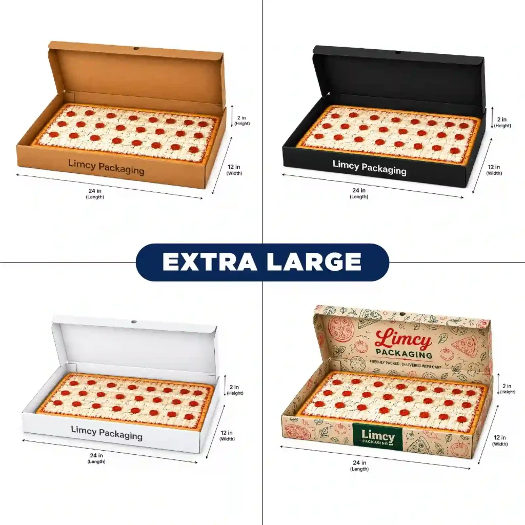 Extra large custom flatbread box, 24 x 12 x 2 inches, for family-size and catering flatbread orders
