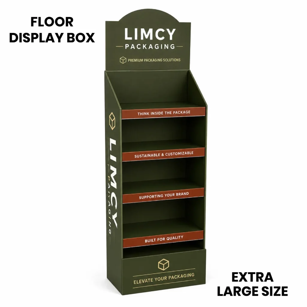 XL floor display box for pallet-style bulk retail campaigns