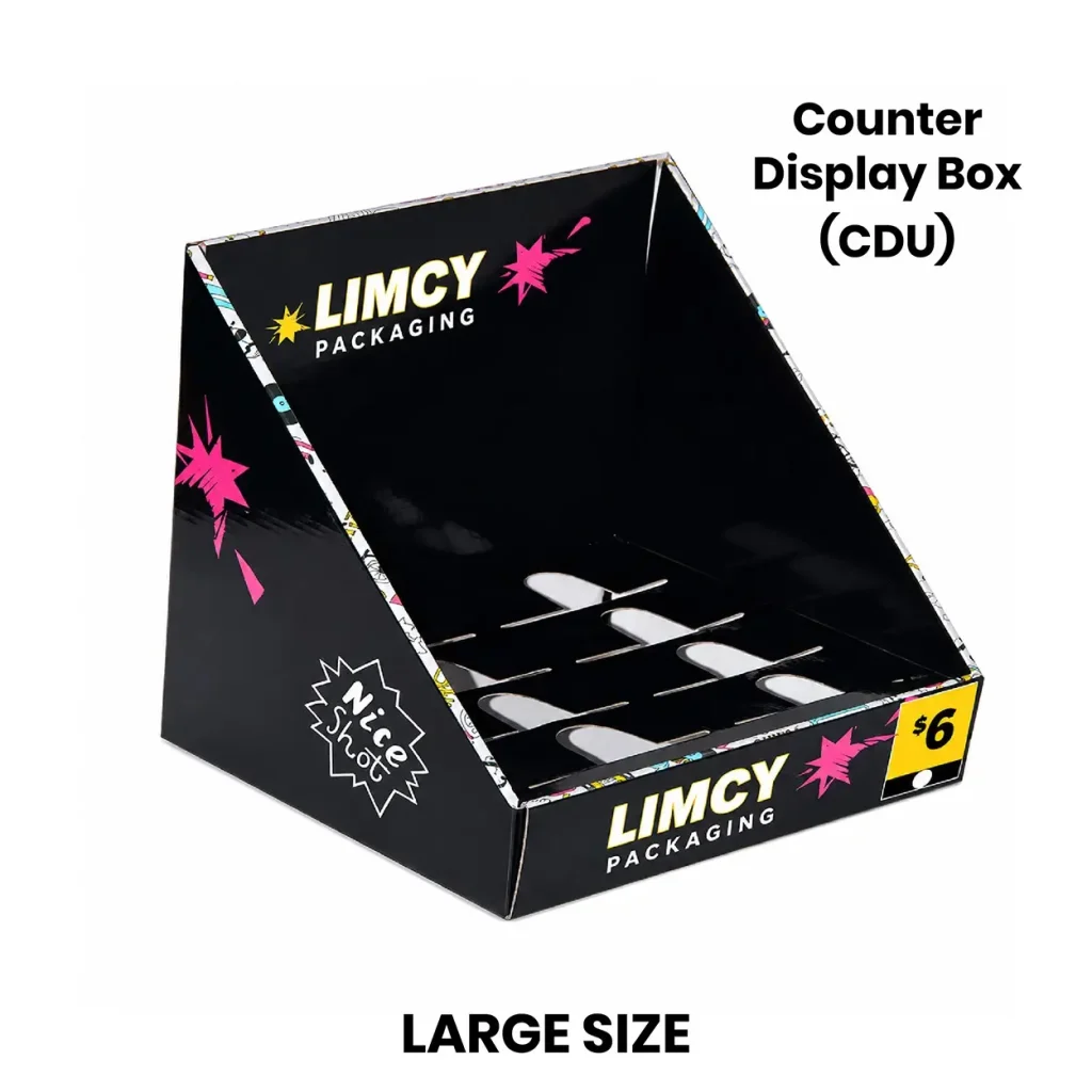 Large counter display box for multipack retail products