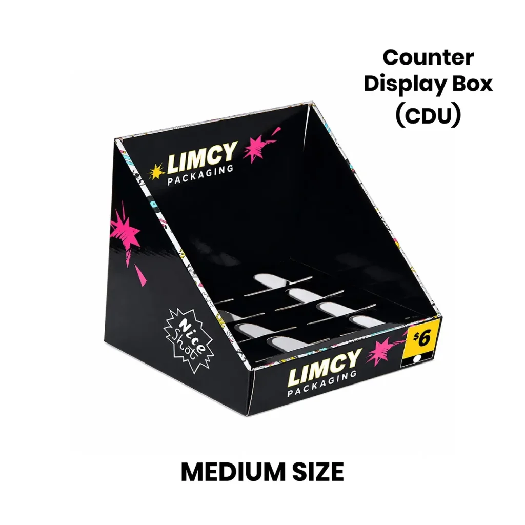 Medium counter display box for standard retail items