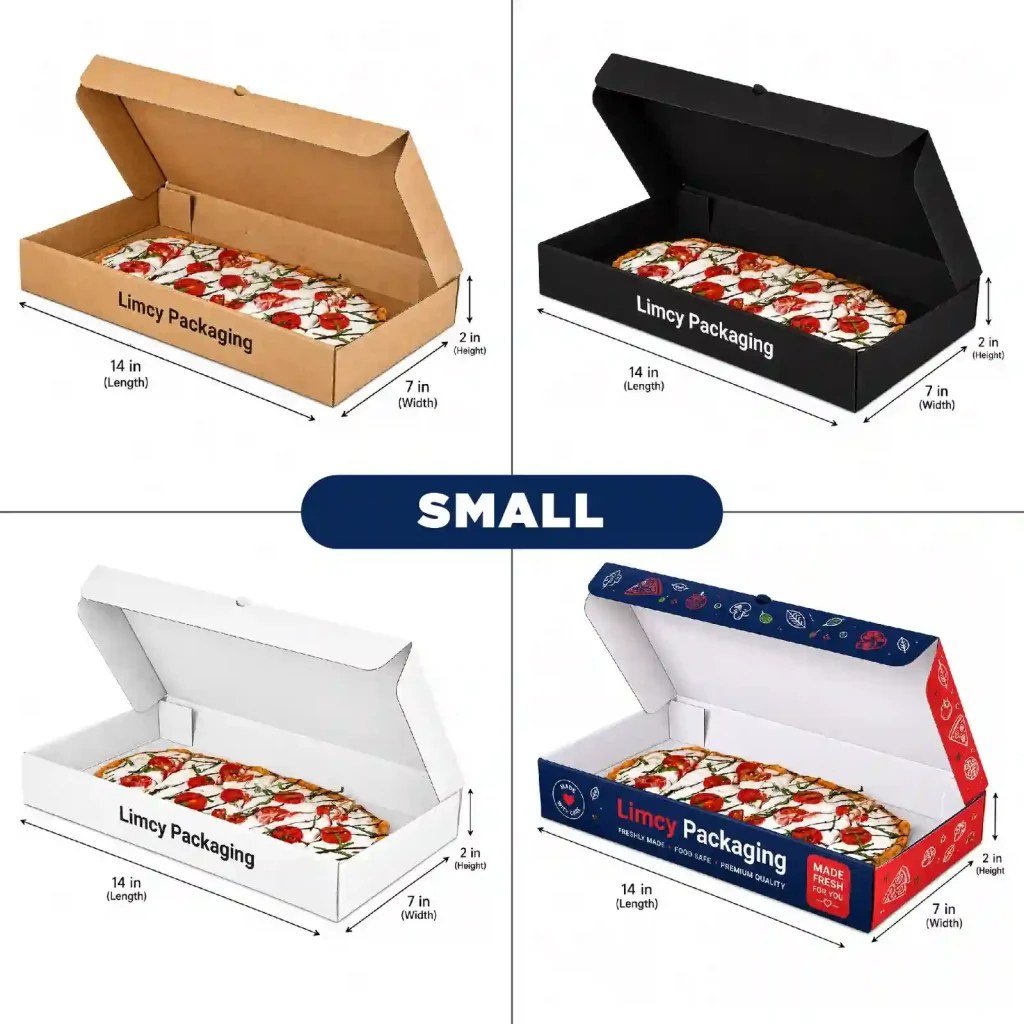 Small custom flatbread box, 14 x 7 x 2 inches, for personal naan and pita portions