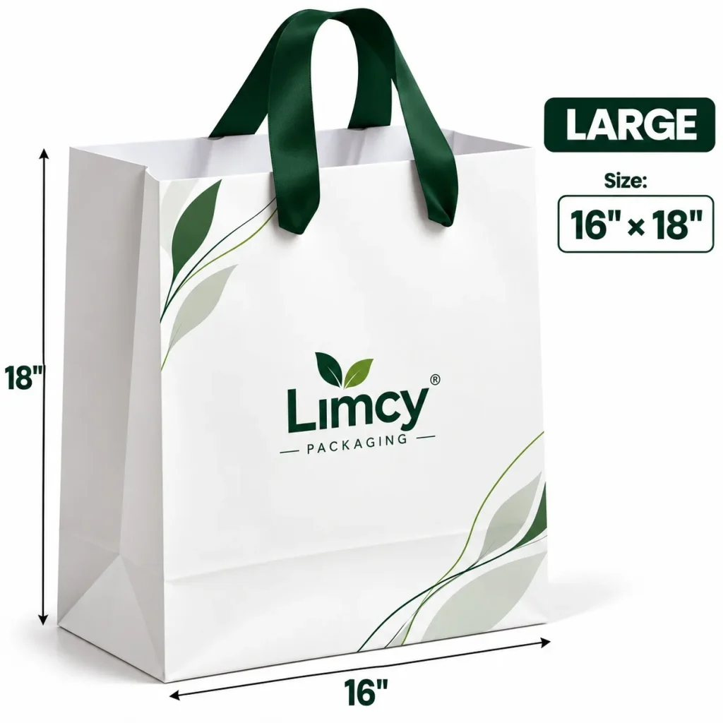 Large custom printed promotional bag, 16 x 18 inches, for apparel and retail