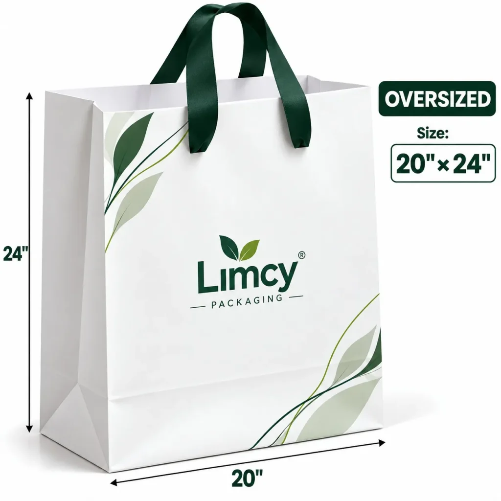 Oversized custom branded bag, 20 x 24 inches, for bulk items and gift sets